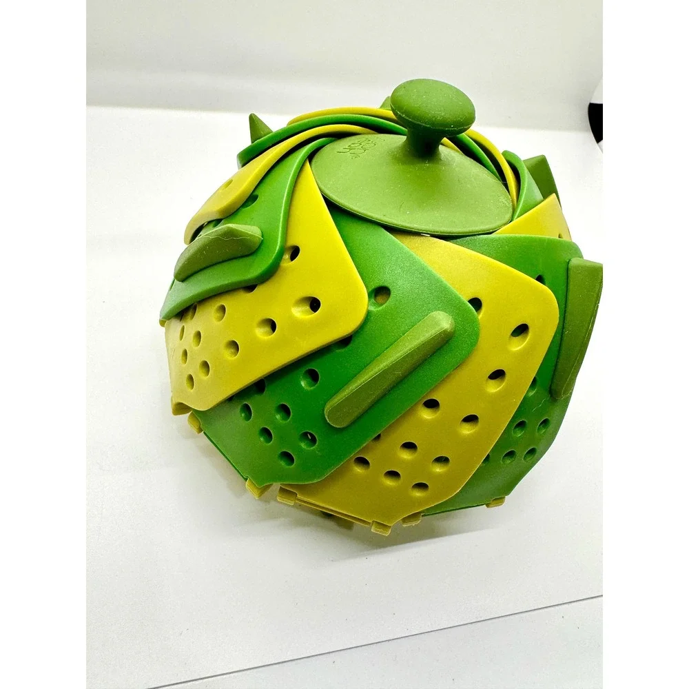 Joseph Joseph Lotus Steamer Basket Green Yellow Silicone Folding Expandable 10.5